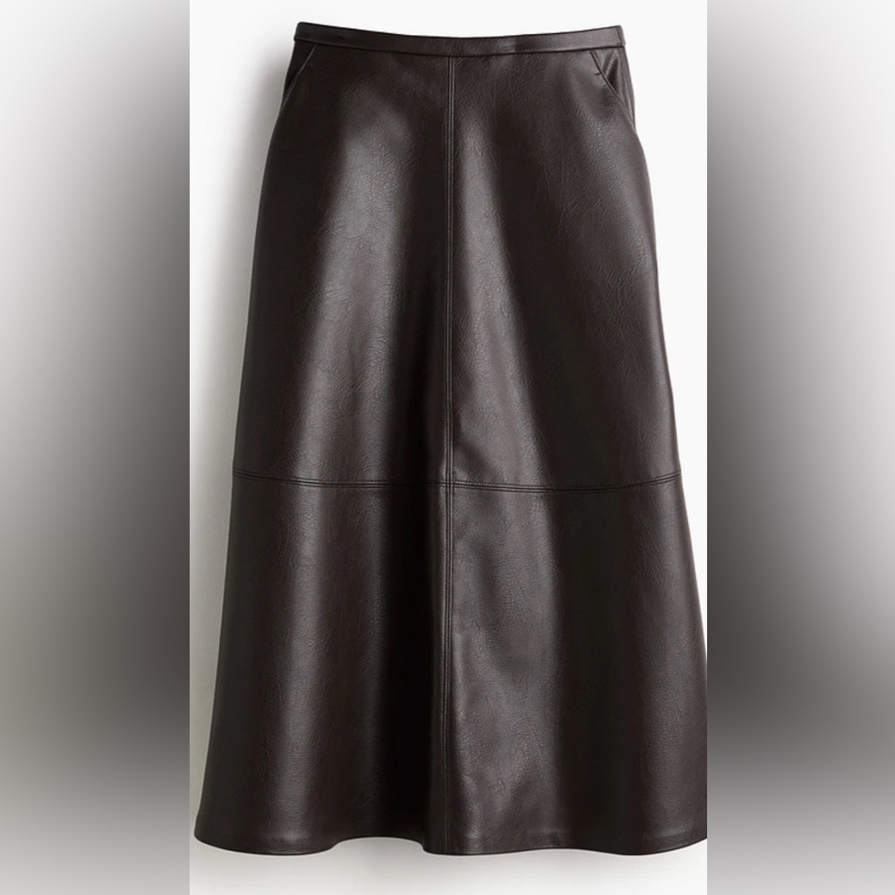 H&M EDITION-Brown Midi A-Line Skirt for Work